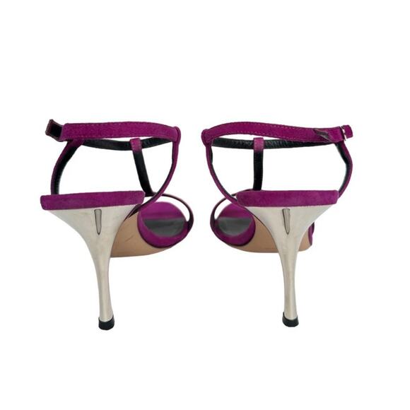 Giuseppe Zanotti fuchsia suede ankle strap heels with a metallic heel shoes 36 6 - Picture 3 of 7